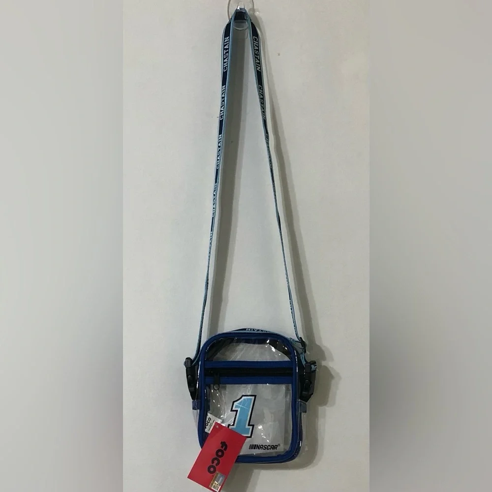 Foco Nascar Chastain 1 graphics blue Transparent crossbody Bag.